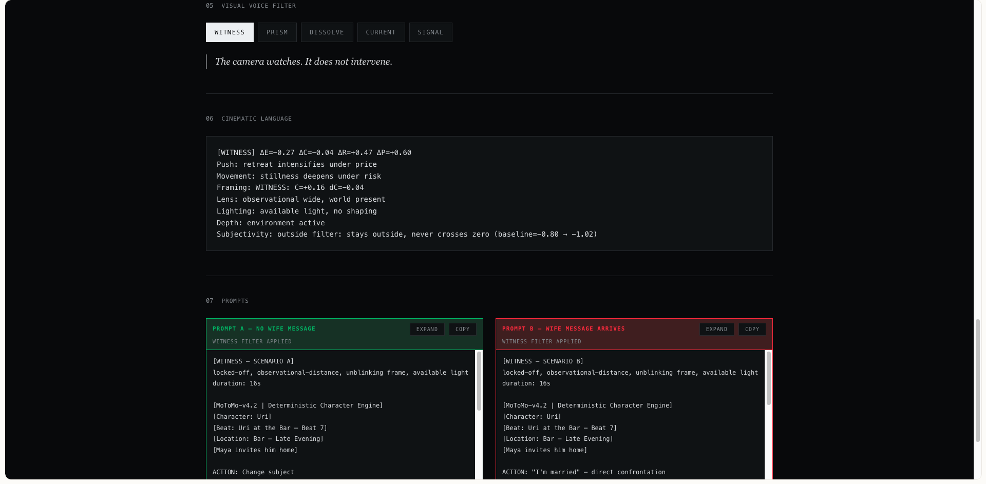 From emotion to camera specs. — MoToMo Studio interface